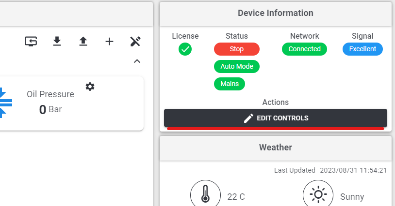 Action Controls edit button